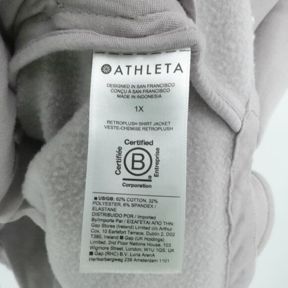 Athleta Jacket Womens 1X Violet Retroplush Shacket Fleece Pockets Casual Yoga - Picture 11 of 11